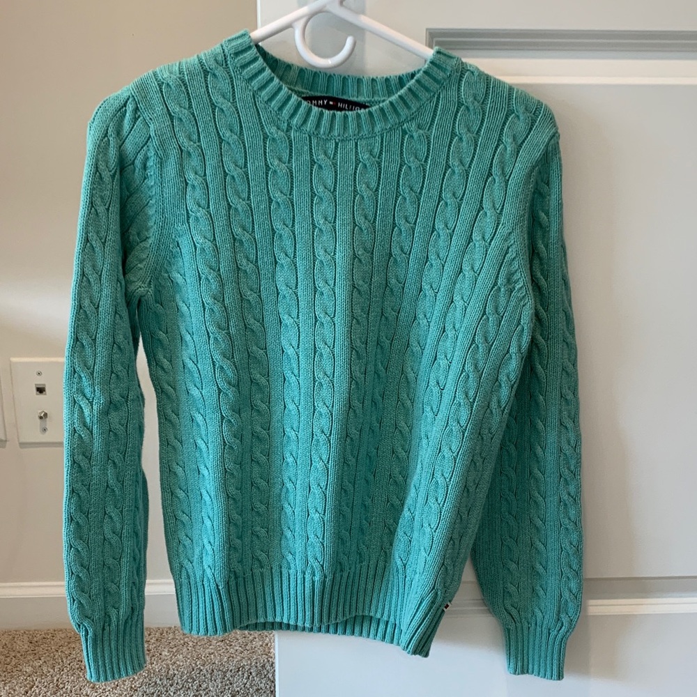 Cable Knit Teal Sweater